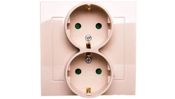 KIER Gniazdo podwójne b/u Schuko z przesłonami beżowe GP-2WSP/01