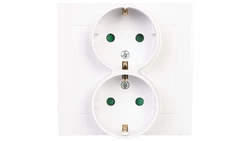 KIER Gniazdo podwójne b/u Schuko z przesłonami białe GP-2WSP/00