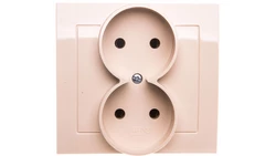 KIER Gniazdo podwójne b/u beżowe GP-2W/01