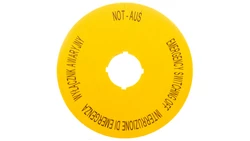 Tabliczka opisowa żółta okrągła 90mm PL, GB, DE, I M22-XAK5 167641