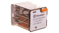 Przekaźnik 2P 16A 230V AC do gniazd lub Faston 187, przycisk testujący, mechaniczny wskaźnik zadziałania 62.32.8.230.0040