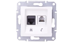 Sedna Gniazdo komputerowe podwójne RJ45+RJ11 kat. 6 UTP kremowe SDN5200123