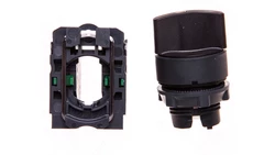 Przełącznik 3 położeniowy pokretło 22mm czarny 2Z z samopowrotem XB5AD53