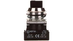 Przełącznik 3 położeniowy pokrętło 30mm czarny 2Z bez samopowrotu W0-NEF30-TPC 2X S