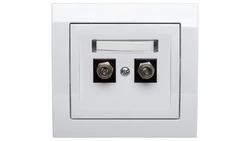 KIER Gniazdo antenowe podwójne typu F białe GPA-2WF/00