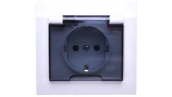 KIER Gniazdo bryzgoszczelne z/u Schuko IP44 klapka przezroczysta białe GPH-1WS/00/d