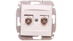 CARLA Gniazdo antenowe podwójne TV typ F-F bez ramki białe 1787-10