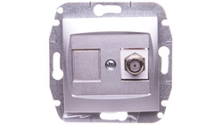 CARLA Gniazdo antenowe TV typ F-F b/R srebrne 1786-16