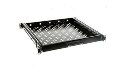 Półka 19 cali 1U głębokość 400mm regulacja +/-200mm wysuwana RAL9005 19-0055C