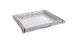 Półka 19 cali 1U głębokość 400mm regulacja +/-200mm wysuwana RAL7035 19-0055S