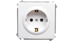 Simon Basic Gniazdo pojedyncze SCHUKO z/u 16A IP20 z przesłoną torów białe BMGSZ1z.01/11