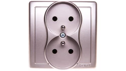 Simon Basic Gniazdo podwójne z/u 16A IP20 satyna metalizowana BMGZ2/29