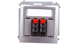 Simon Basic Gniazdo głośnikowe podwójne z polem opisowym stal inox BMGL3.01/21