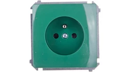 Simon Basic Gniazdo pojedyncze z/u 16A IP20 z przesłoną torów zielone BMGZ1z.01/33