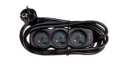 Przedłużacz 3-gniazda z/u 3m /H05VV-F 3G1/ czarny PC0313