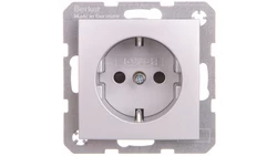 Berker B.1/B.3/B.7 Glas Gniazdo pojedyncze SCHUKO 16A 250V aluminium 47231404