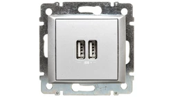 VALENA Gniazdo zasilające 2xUSB 5V 1500mA aluminium 770270