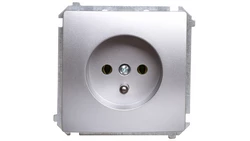 Simon Basic Gniazdo pojedyncze z/u 16A 250V srebrny mat BMGZ1.01/43