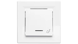 Przycisk Asfora dzwonek z podświetleniem zaciski śrubowe biały z ramką EPH1700321