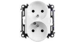 VALENA LIFE Gniazdo podwójne 2P+Z z przesłoną białe 753190