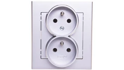 SONATA Gniazdo podwójne z/u z niezmiennością faz srebro mat GP-2RC/38