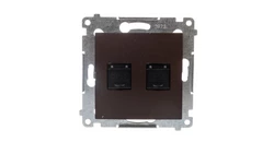 Simon 54 Gniazdo komputerowe podwójne 2xRJ45 kat.6 z przesłoną brąz mat D62.01/46