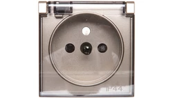 Simon 54 Pokrywa gniazda do wersji IP44 z przesłonami z klapką transparentną złoty mat DGZ1BUZP/44A