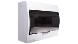 Rozdzielnica modułowa tworzywo 1x12 natynkowa IP40 IK06 N+PE II klasa drzwi transparentne szare DB112S 1X12P/SMD biały 3833