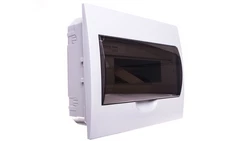 Rozdzielnica modułowa tworzywo 1x12 podtynkowa IP40 IK06 N+PE II klasa drzwi transparentne szare DB112F 1X12P/FMD biały 3843