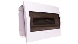 Rozdzielnica modułowa tworzywo 1x18 podtynkowa IP40 IK06 N+PE II klasa drzwi transparentne szare DB118F 1X18P/FMD biały 3844