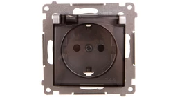 Simon 54 Gniazdo pojedyncze SCHUKO 16A 250V IP44 z przesłonami i klapką srebny mat DGSZ1BZ.01/43A