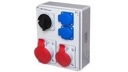 Rozdzielnica L-0-P 40A 1X16A 3P+N+Z 400V, 1X32A 3P+N+Z 400V, 2X16A 2P+Z 250V IP44 RSK-1 999606