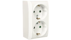 BIS Gniazdo podwójne z/u Schuko z przesłonami białe GN-2BSP/00