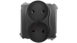 Simon Basic Gniazdo wtyczkowe podwójne b/u (moduł) 16A 250V zaciski śrubowe grafit matowy BMG2M.01/28