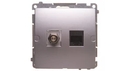 Simon Basic Gniazdo antenowe typu F + RJ45 kat.6 srebrny mat BMAFRJ45.01/43