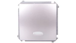 Simon Basic Łącznik jednobiegunowy z podświetleniem 10AX 250V, szybkozłącza, srebrny mat BMW1L.01/43