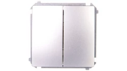 Simon Basic Przycisk podwójny zwierny, dwuobwodowy: 2 we+2wy 16AX 250V, szybkozłącza, srebrny mat BMP2.01/43