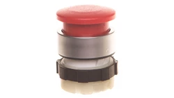 Przycisk grzybkowy 22mm czerwony fi 28 pierścień czołowy aluminium BE-B3P1-RT-000000