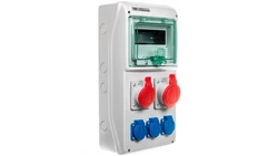 Rozdzielnica budowlana 8 modułow, 1x16A 5P 400V, 1x32A 5P 400V, 3x16A 2P+Z RSS-02 IP44 942020