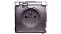 Simon Basic Gniazdo pojedyncze z/u bryzgoszczelne IP44 16A 250V srebrny mat BMGZ1B.01/43A