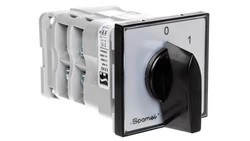 Łącznik krzywkowy 40A, Łącznik obwodów 0-1-2-3, mocowany do pulpitu czoło szare pokrętło czarne ŁK40-2.8445P03