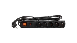 Listwa zasilająca 19 cali 3m 5 gniazd 2P+Z, wyłącznik + bezpiecznik czarna 19-0043C