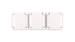 BRYZA Gniazdo hermetyczne potrójne z/u IP54 z klapką biała 180440