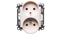 VALENA LIFE Gniazdo podwójne 2P+Z z przesłoną kremowe 753290