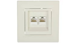 Gniazdo komputerowe Asfora podwójne 2xRJ45 kat.5e kremowe z ramką EPH4400123