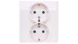 AS Gniazdo podwójne z/u Schuko z przesłonami ecru GP-2GSP/27