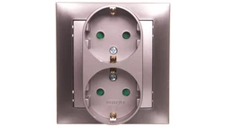 IMPRESJA Gniazdo podwójne z/u Schuko z przesłonami tytan GP-2YSP/23