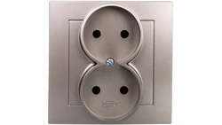 AS Gniazdo podwójne b/u satyna light GP-2G/45