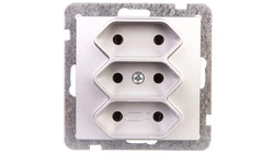 AS Gniazdo potrójne b/u 2,5A EURO srebro GP-3G/m/18