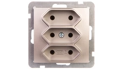 AS Gniazdo potrójne b/u 2,5A EURO satyna light GP-3G/m/45